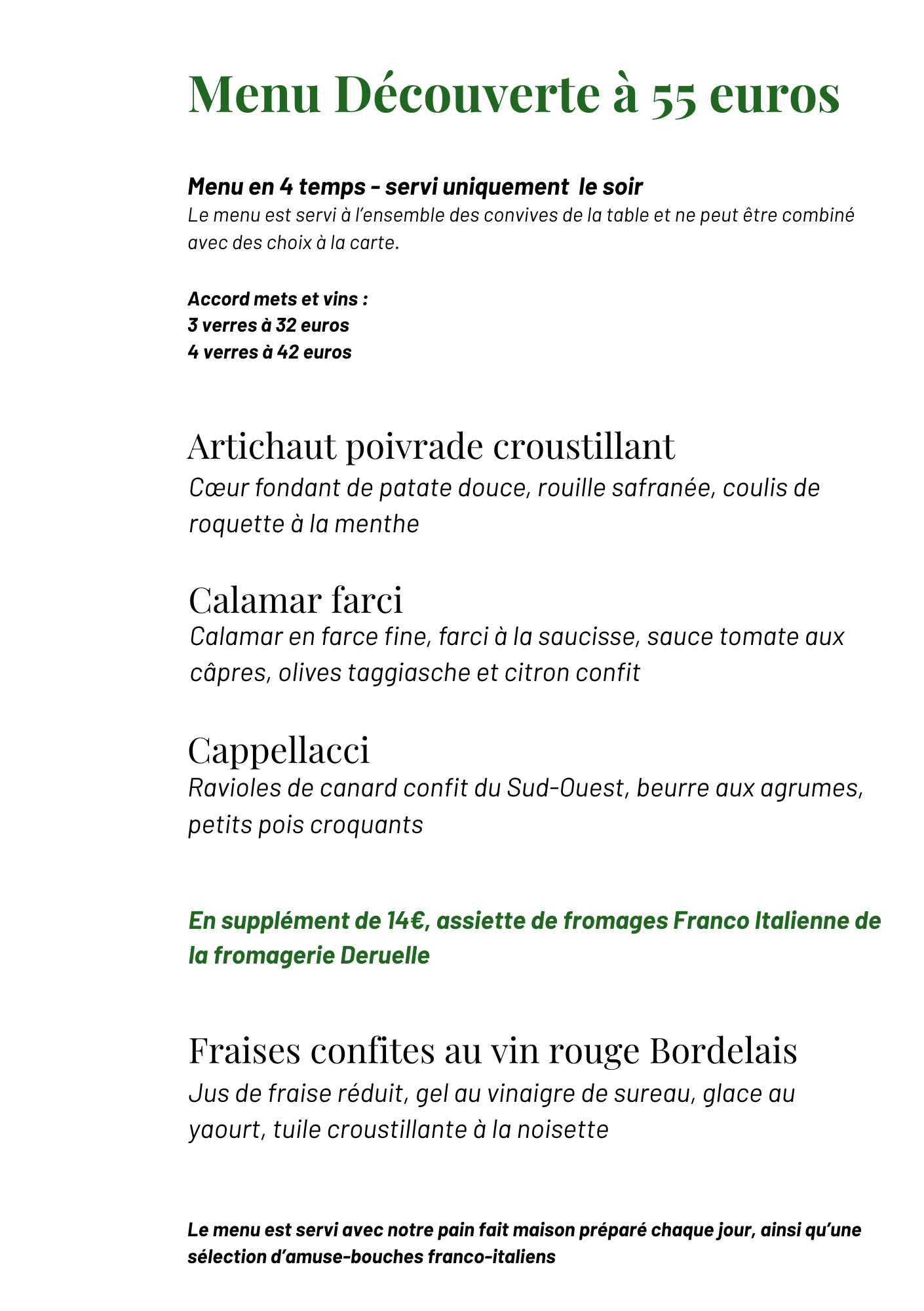 <p style="text-align:center"><strong>Menu découverte</strong></p>