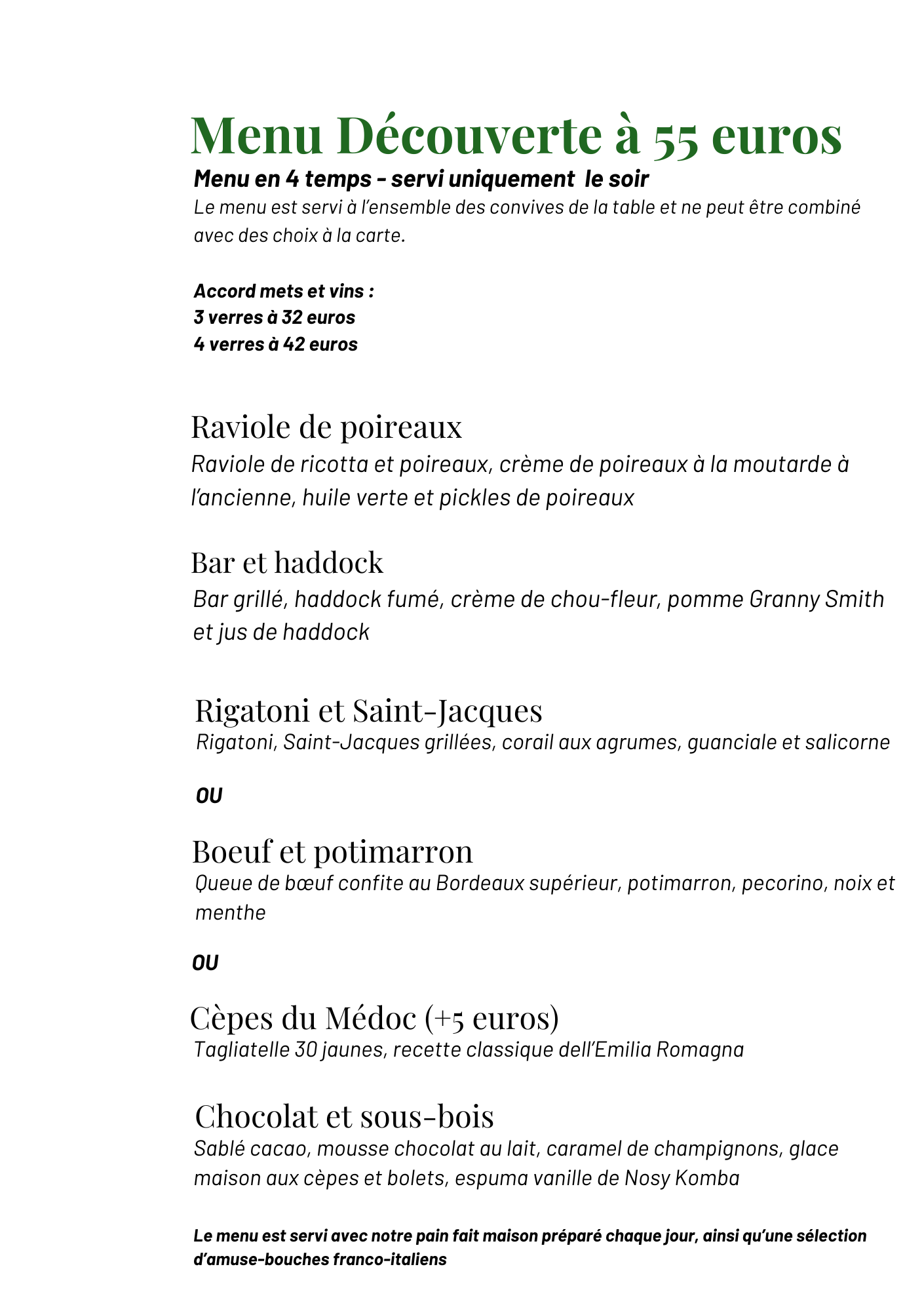 <p style="text-align:center"><strong>Menu découverte</strong></p>